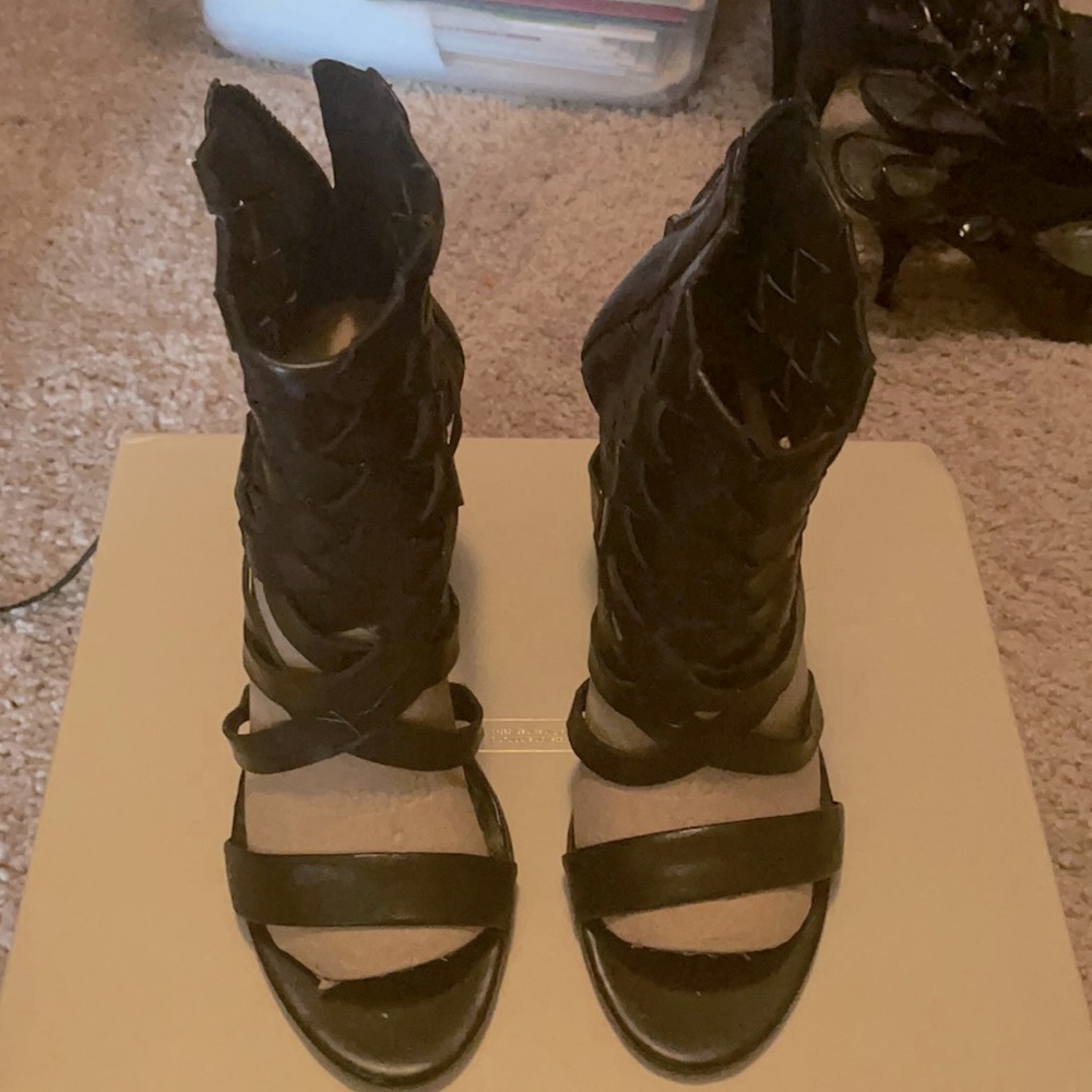 Black Genuine Leather Sandal